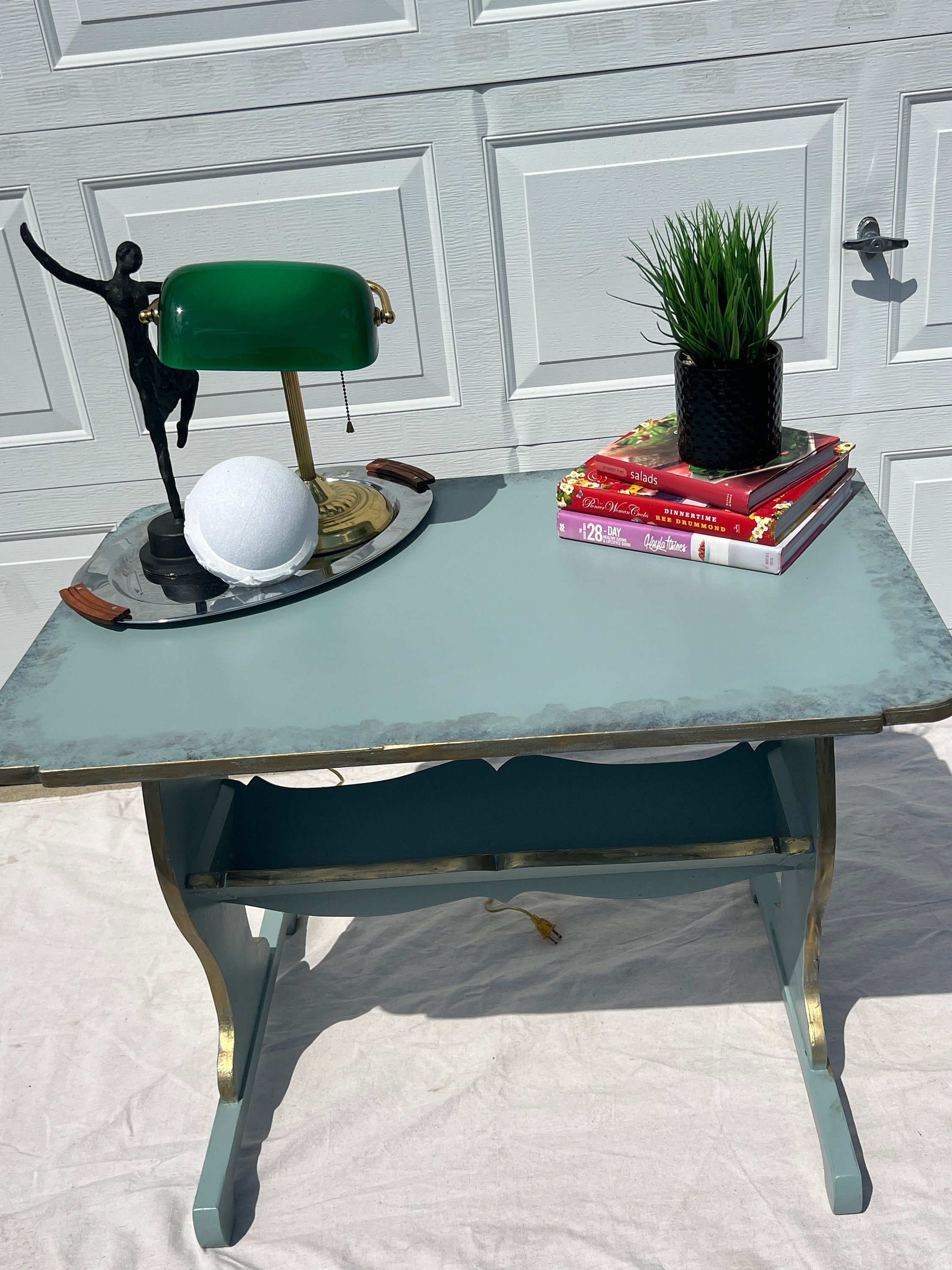 A Beautiful Affordable Vintage Bluish Greenish W/ Gilt H
