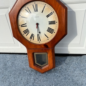 Vintage Harris & Marrow Mid Century Modern Wood Wall Clock - USA Made