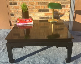 A Rare Find Vintage Affordable All Black Elmwood Chinese Ming Chow Square Coffee/Cocktail Table