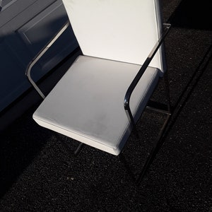 A Gorgeous Affordable Vintage Elegant White Faux Leather and Chrome/Stainless Steel Frame Side/Accent Chair Made in Italy in Great Condition