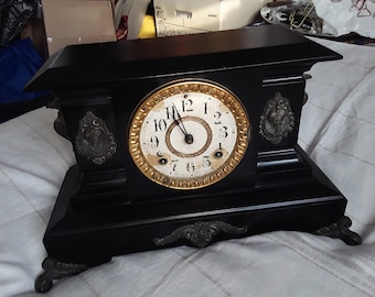 ULTRA RARE! Antique Ansonia Co. Late 19th Century Cast Iron Mantel Clock