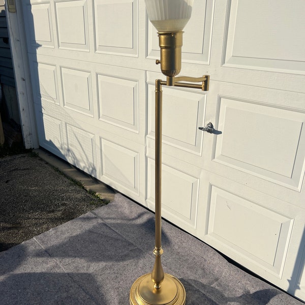 A Rare Find Antique Rembrandt Swing/Swivel Arm w/ Very Heavy Round Intricately Decorated Base Floor Lamp