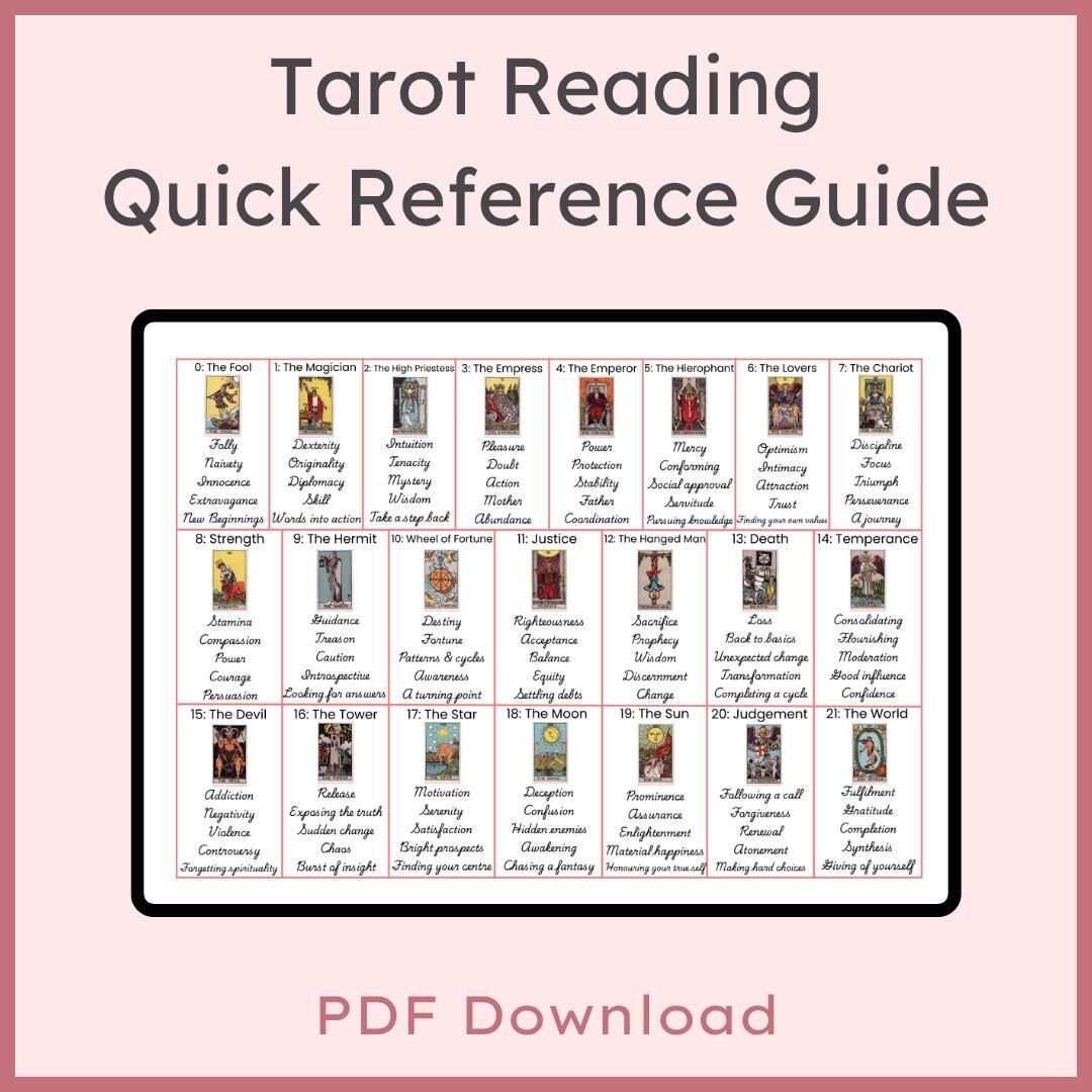 Tarot Reading Quick Reference Guide PDF Download - Etsy