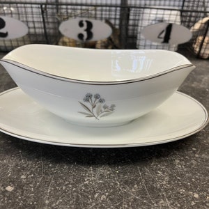 Vintage Noritake China Platinum Trim Gravy Boat # 5788