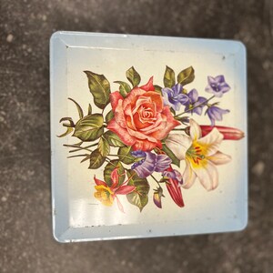 Vintage Blue Floral Tin Box