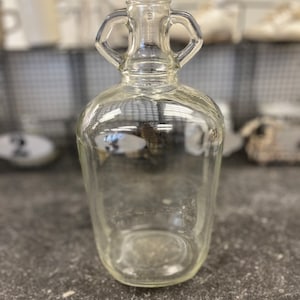 Vintage Clear Glass Double Handle Balloon Bottle/Jar/Vase