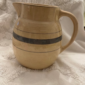 Roseville Pottery Cream & Blue Pitcher