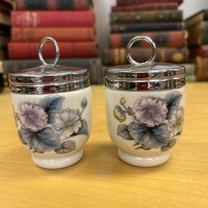 Pair of Royal Worcester Woodland Flowers Egg Coddlers
