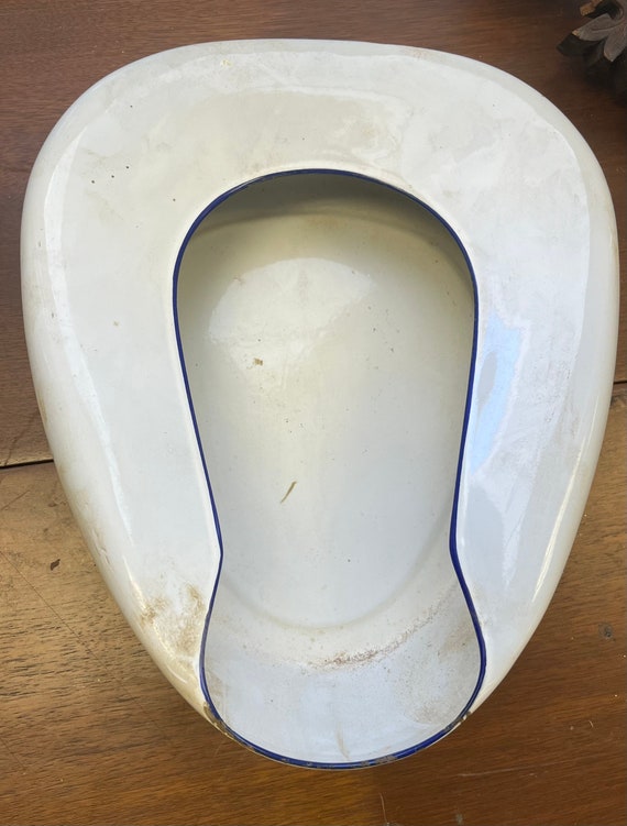 Vintage Enamel White Bedpan Etsy