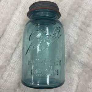 Vintage Blue Glass Ball Mason Jar