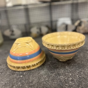 Vintage McCoy yelloware stoneware set of two small bowls