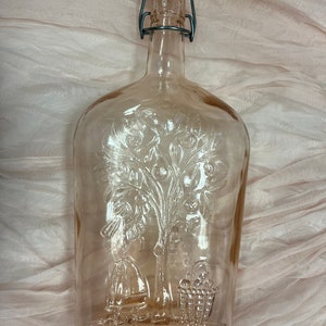 Large Pink Glass Bottle ‘Jus De Fruits’ Made in Italy