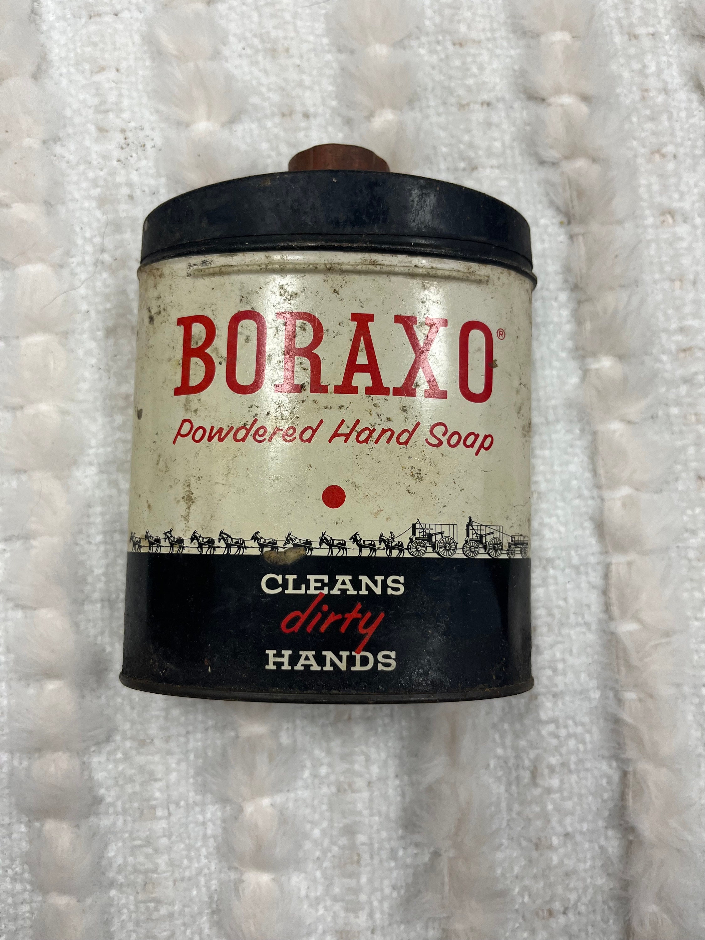 Vintage Boraxo Powdered Hand Soap Tin 8 oz Empty 20 mule team power