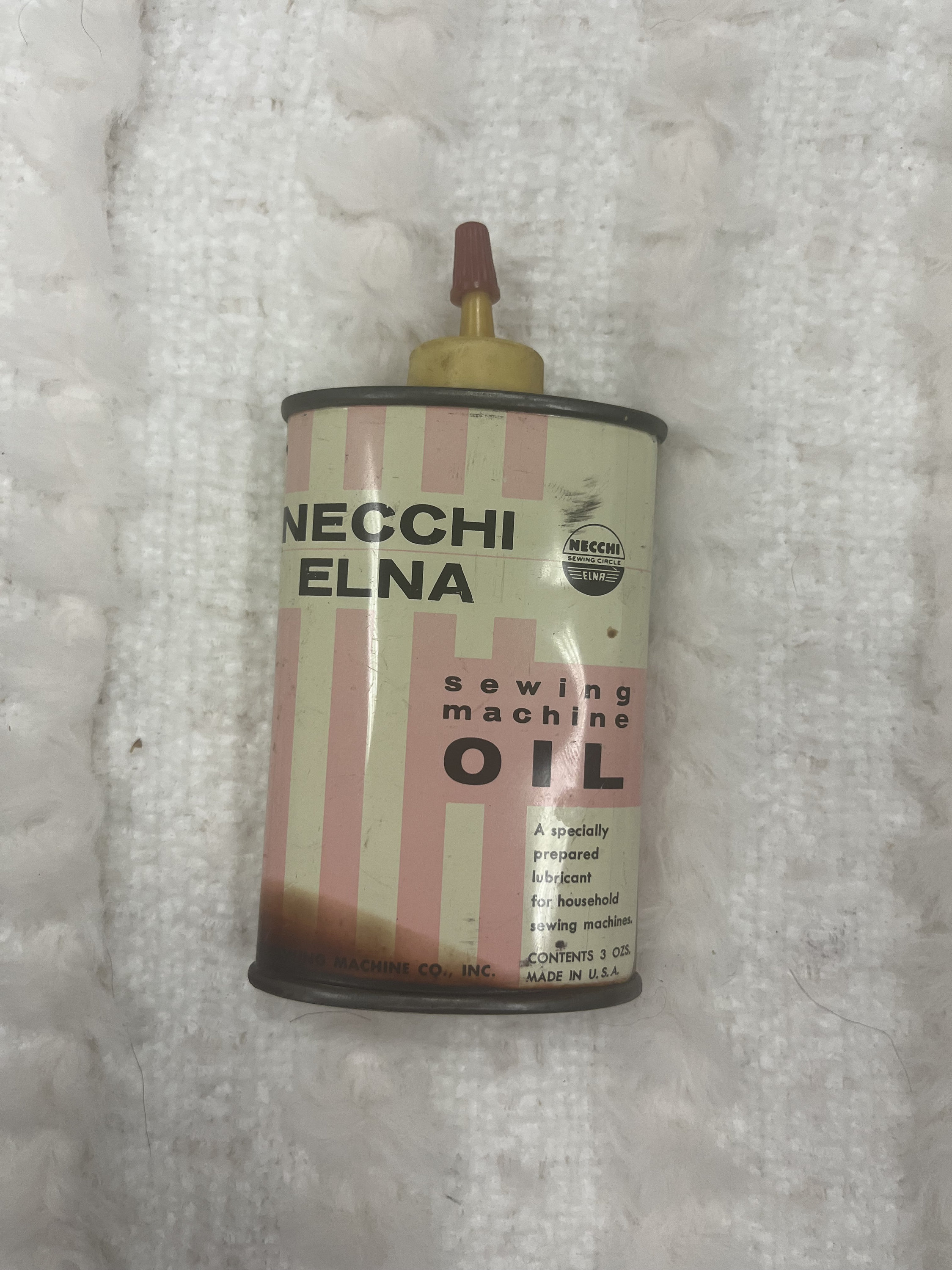 Necchi Elna Sewing Machine Oil Tin Can Vintage Retro Pink Etsy