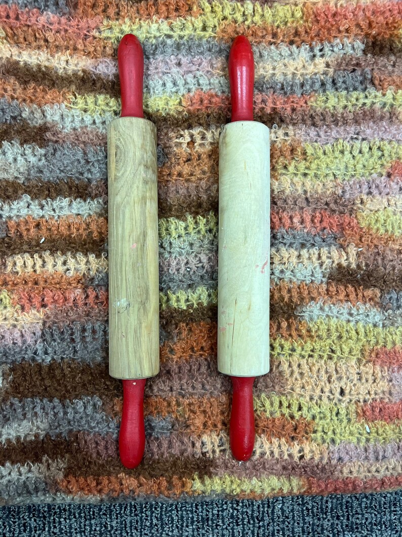 Vintage Rolling Pins With Red Handles Etsy