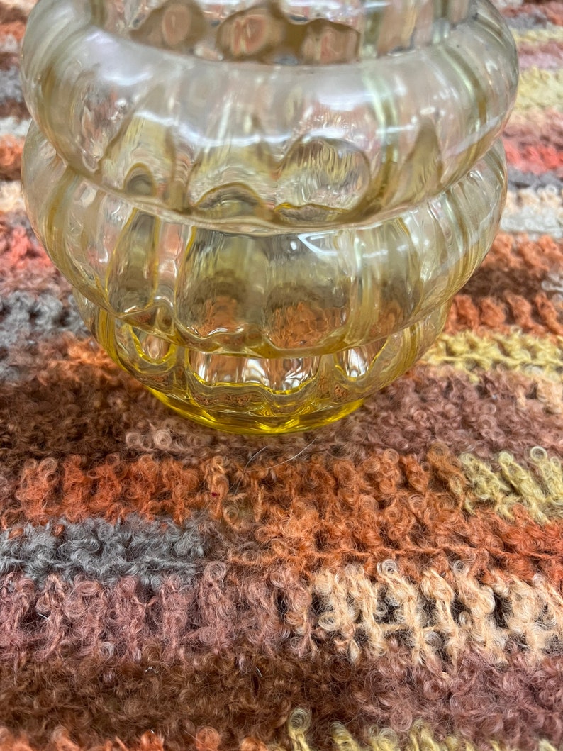 Vintage Yellow Bubble Glass Bottle/vase Etsy