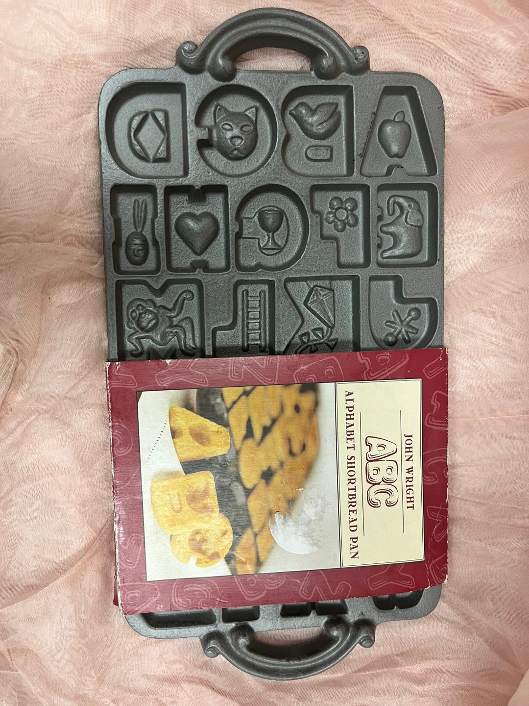 VINTAGE JOHN WRIGHT Cast Iron Alphabet Cookie Mold Pan Handles 1985 Etsy