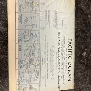 Vintage National Geographic Society large Pacific ocean map