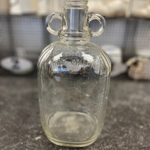Vintage Clear Glass Double Handle Half Gallon Balloon Bottle/Jar/Vase