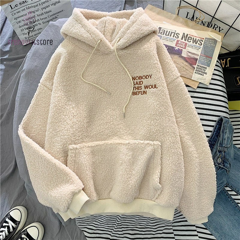 Oversized Harajuku Fleece Hoodie Soft Shaggy Pullover - Etsy