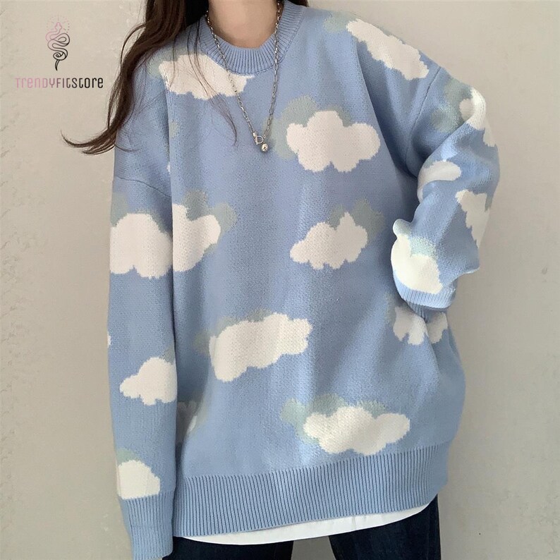 Cloud Sweater Knitted Cloud Pullover Harajuku Oversized | Etsy