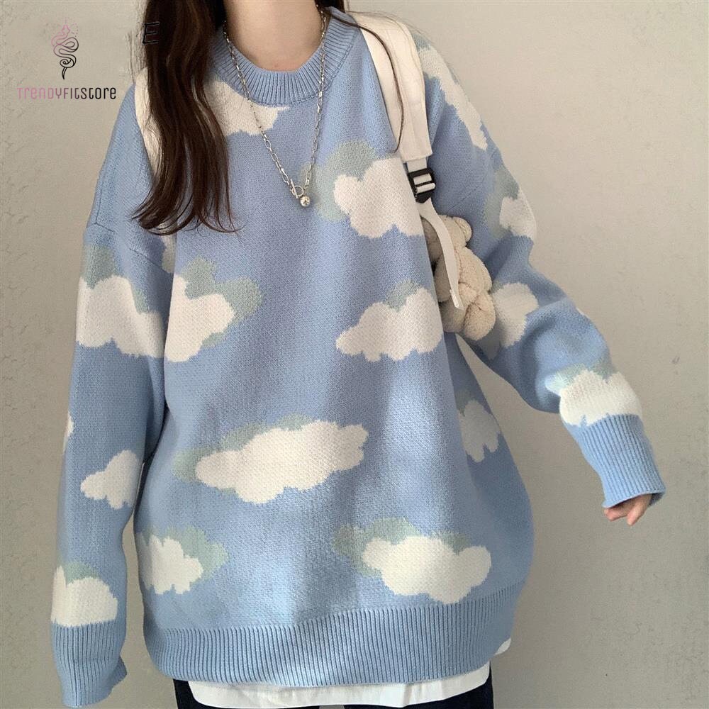 Cloud Sweater Knitted Cloud Pullover Harajuku Oversized - Etsy
