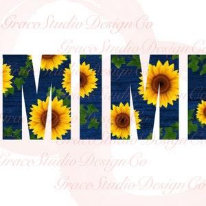Mimi Navy Blue Sunflower Sublimation Design *Digital Download Only*
