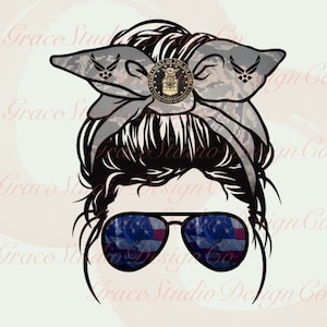 US Airforce Messy Bun Sublimation Design *Digital Download Only*