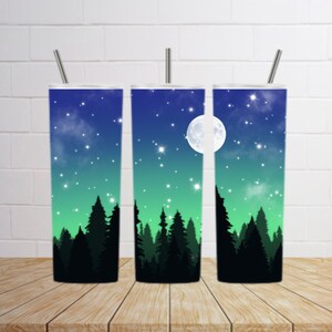 Night Sky Green Blue 20 oz Sublimation Design *Digital Download