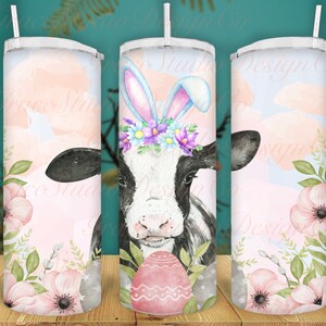 Easter Cow | Rabbit| Floral Tumbler Sublimation Design * Digital Download Only