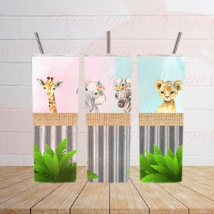 Safari Lion Giraffe Elephant Zebra 20 Oz Tumbler Sublimation Design *Digital Download Only*