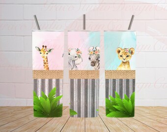 Safari Lion Giraffe Elephant Zebra 20 Oz Tumbler Sublimation Design *Digital Download Only*