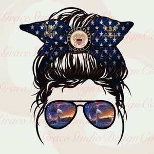 US Navy Messy Bun Sublimation Design *Digital Download Only*