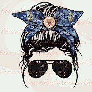 US Navy Messy Bun Sublimation Design *Digital Download Only*