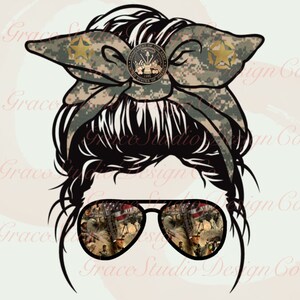 Army Camo Messy Bun Sublimation Design *Digital Download Only*