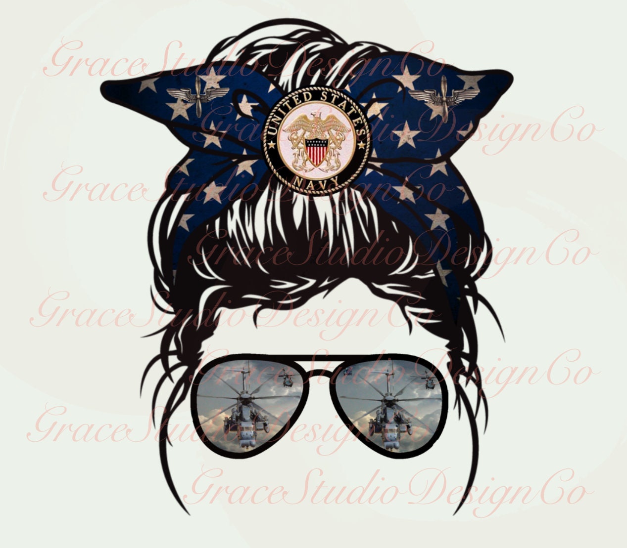US Navy Messy Bun Sublimation Design *Digital Download Only*