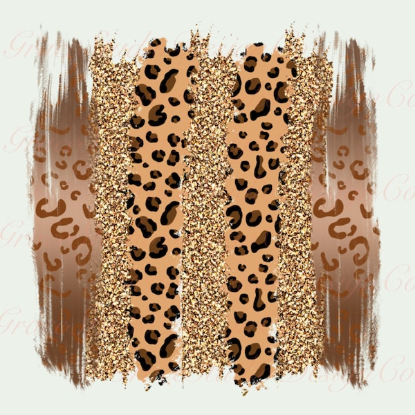 Gold Leopard Print Brush Strokes Sublimation Design *Digital Download Only