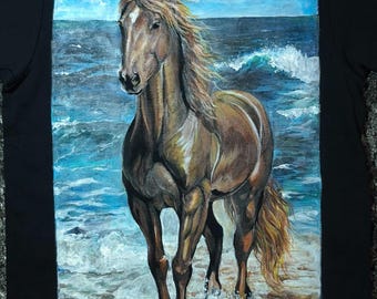 Horse T-Shirt | Ocean Waves Wearable Art