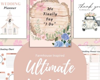 Plantilla de planificador de bodas inspirada en el romance de primavera y verano, planificador definitivo para el día de la boda, imprimible para bodas, paquete de planificador de bodas, PDF