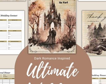 Plantilla de planificador de bodas de inspiración gótica y romántica, planificador definitivo para el día de la boda, imprimible para bodas, paquete de planificadores, PDF