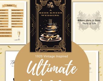 Plantilla de planificador de bodas vintage inspirada en los años 20, planificador de bodas definitivo, planificador de bodas imprimible, paquete de planificador de bodas, PDF