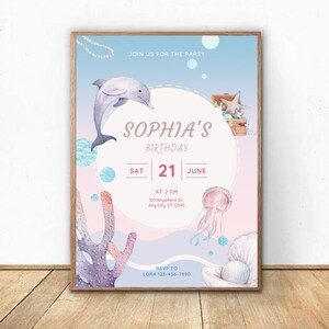 Dolphin and Mermaid Birthday Invitation
