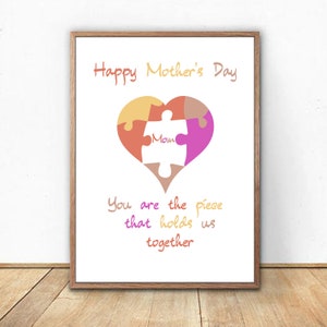 Puzzle Piece Heart Print - A Perfect Mother&#39;s Day Gift