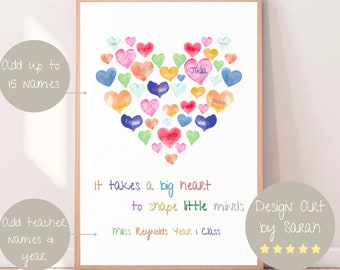 Custom Teacher Gift with Kids Names, Teacher Appreciation Print, End of Year Teacher Gift, Thank You Teacher, Instant Digital Download