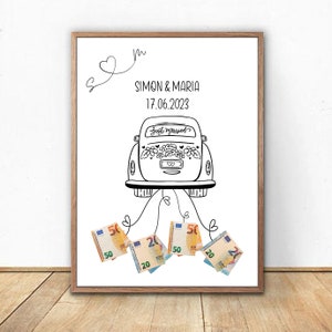 Regalo de boda / Regalo de boda para adjuntar dinero en efectivo / Pareja de recién casados / Linda idea de regalo de boda