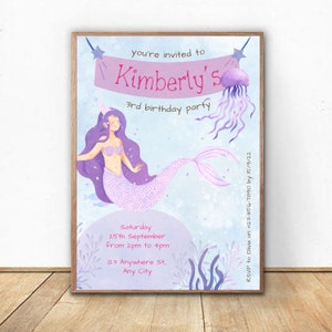 Purple Mermaid Birthday Invitation