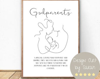 Godparents gift |Godmother Godparents Godfather Godchild | Thank you Print | Baby Baptize | Digital Print - Instand download