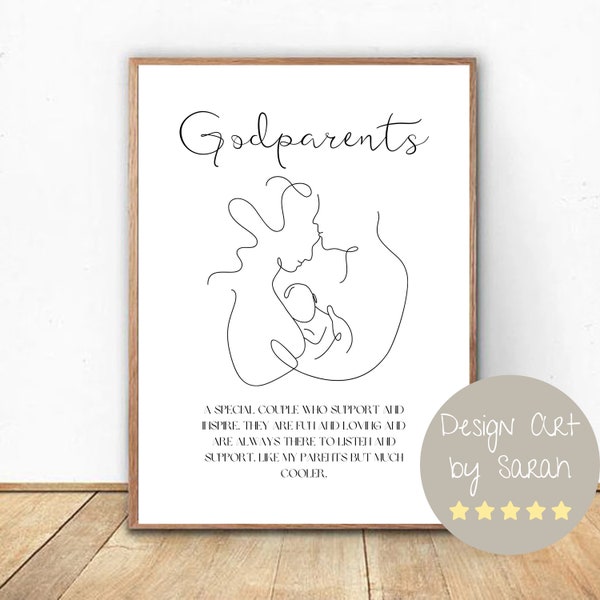 Godparents gift |Godmother Godparents Godfather Godchild | Thank you Print | Baby Baptize | Digital Print