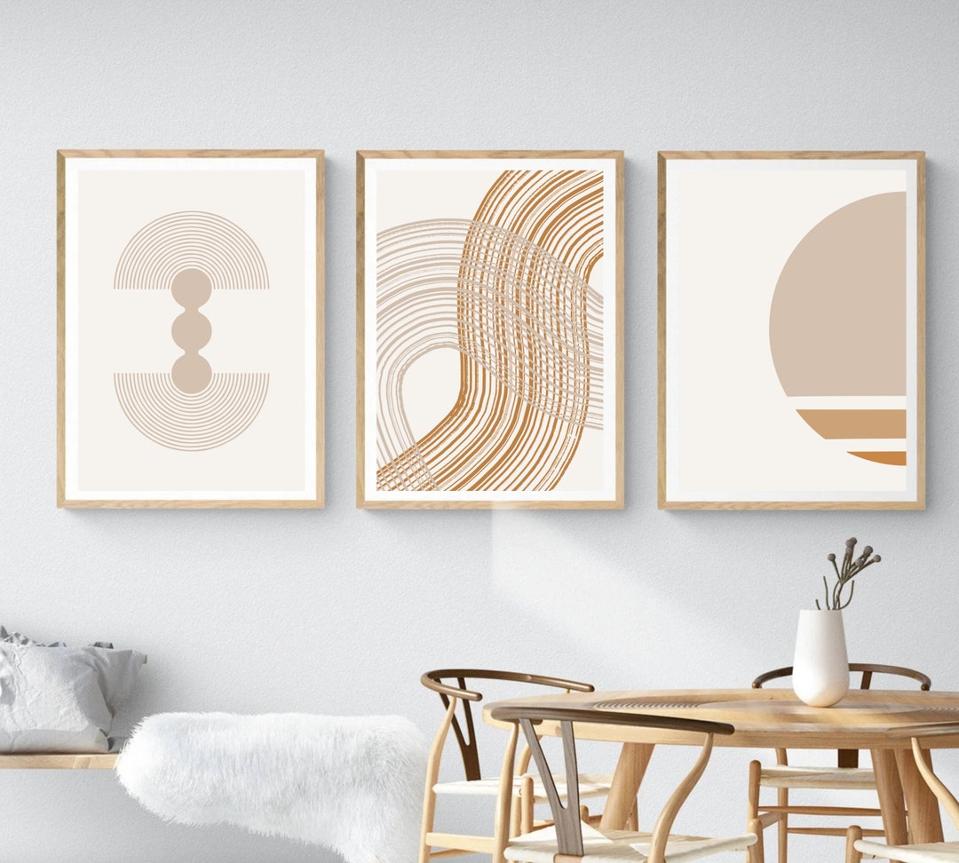 Mid Century Art Prints Set of 3 | Neutral Modern Wall Art Decor - Etsy