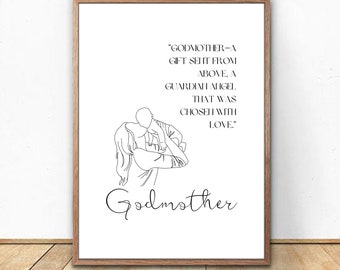 Godmother gift |Godmother Godparents Godfather Godchild | Thank you Print | Baby Baptize | Digital Print - Instant Download